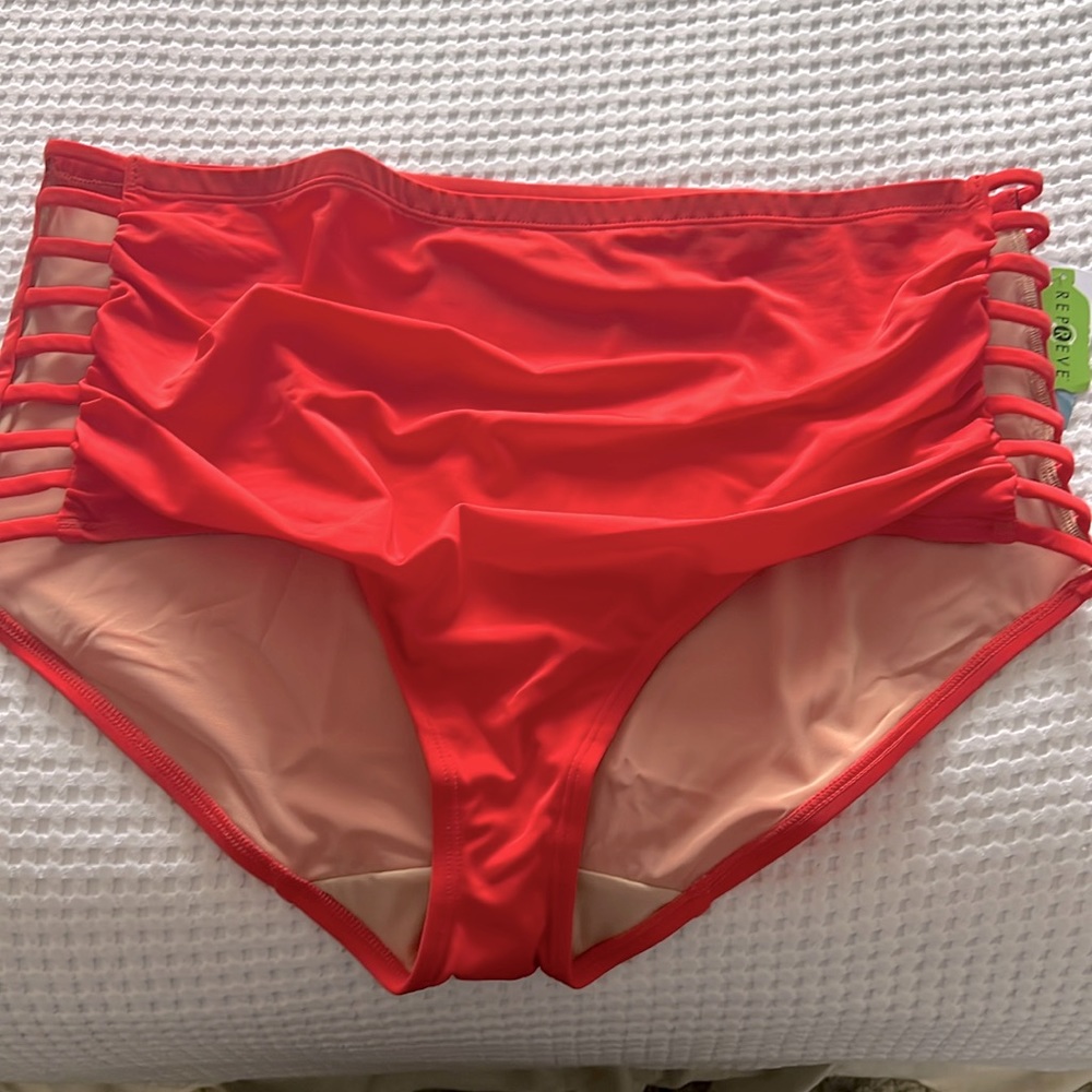 Cacique Dark Coral Swin Bottoms with Cutout Detail